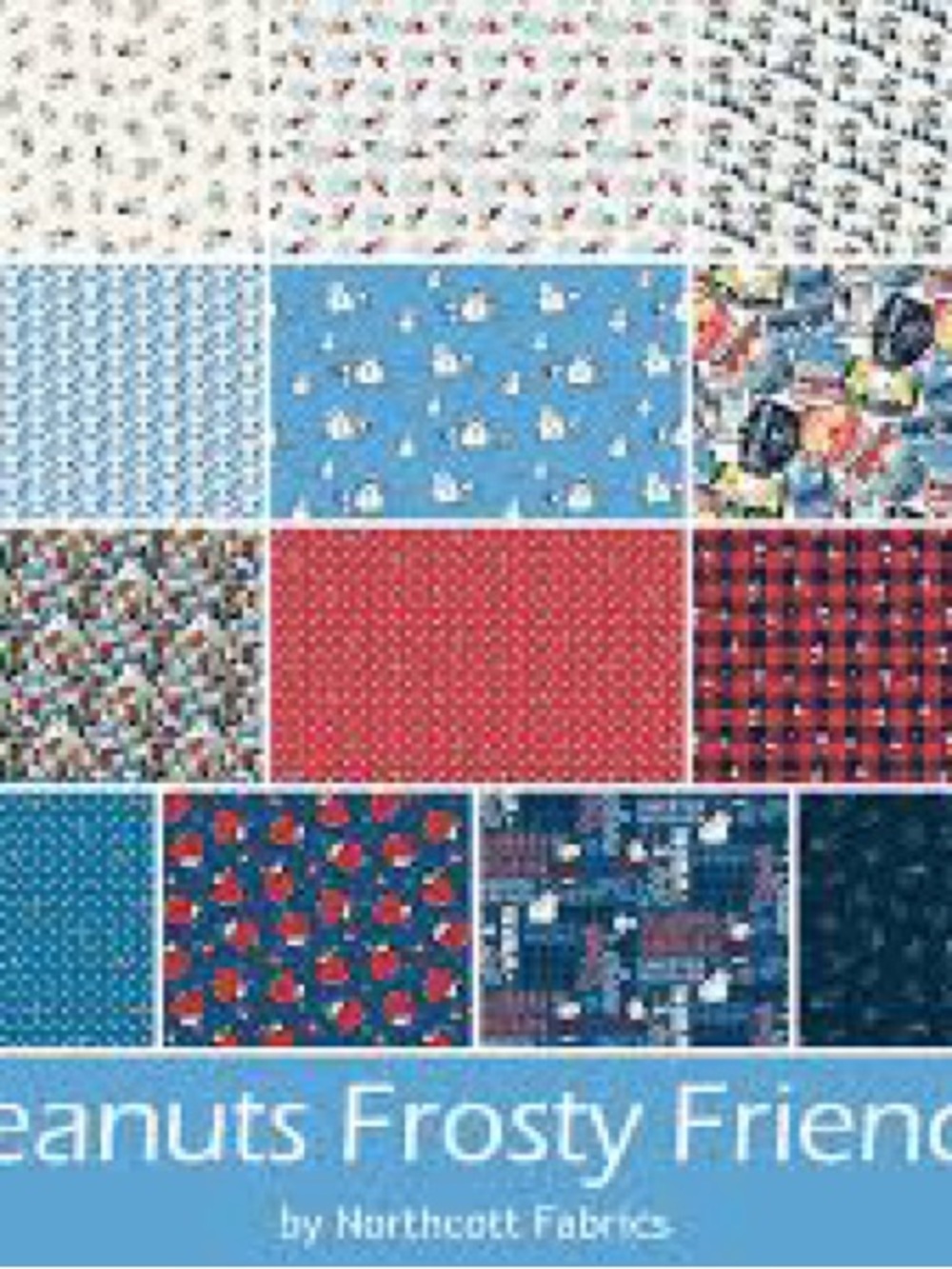 Peanuts Frosty and Friends Christmas 5” Charm Pack. 42 Pieces Cotton Fabric New